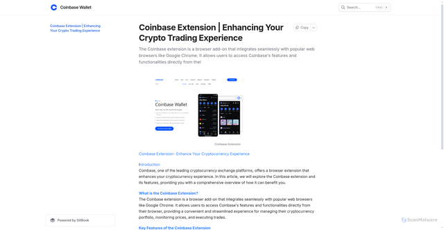 Security scan screenshot of https://coiinbesxtension.gitbook.io/us