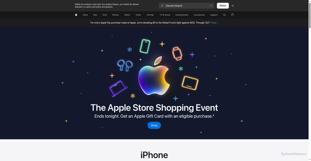 Security scan screenshot of https://apple.com/
