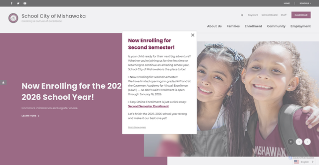 Security scan screenshot of https://www.mishawakaschools.com/