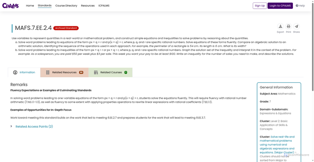 Security scan screenshot of https://www.cpalms.org/PreviewStandard/Preview/5473