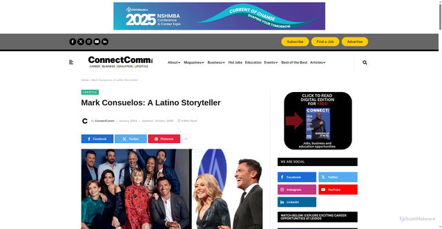 Security scan screenshot of https://connectcomm.net/connectcomm/mark-consuelos-a-latino-storyteller/