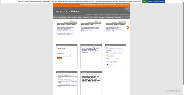 Security scan screenshot of https://www.architettilecce.it/