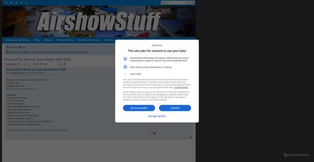 Security scan screenshot of https://airshowstuff.com/forum/viewtopic.php?t=9191
