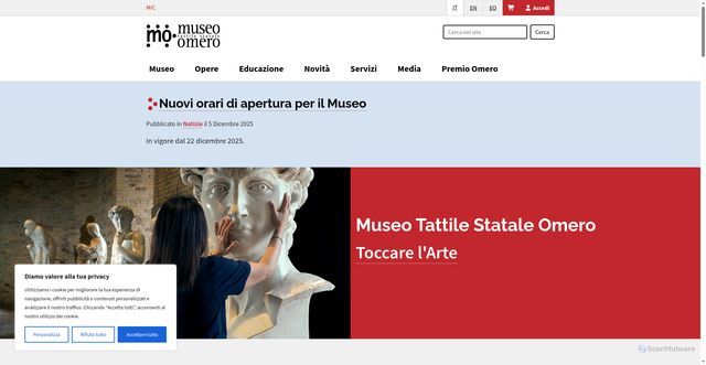 Security scan screenshot of https://museoomero.it/