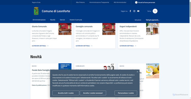 Security scan screenshot of https://www.comune.leonforte.en.it/