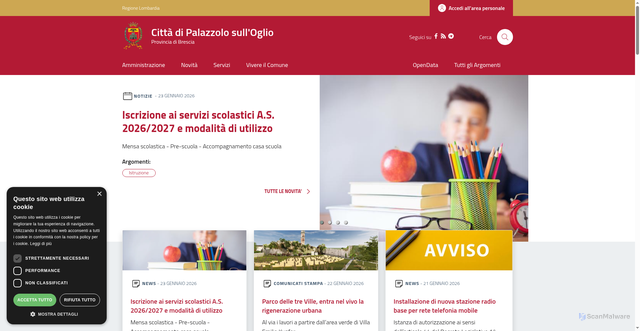 Security scan screenshot of https://www.comune.palazzolosulloglio.bs.it/