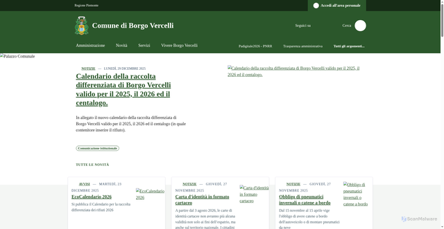Security scan screenshot of https://www.comune.borgovercelli.vc.it/