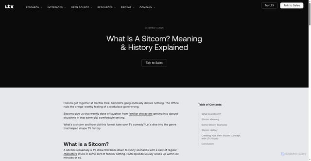 Security scan screenshot of https://ltx.io/glossary/sitcom