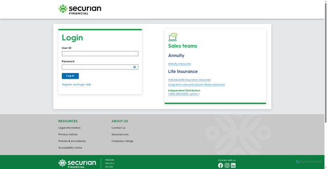Security scan screenshot of https://advisor.securian.com