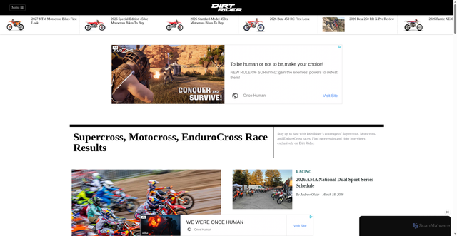 Security scan screenshot of https://www.dirtrider.com/race-results/