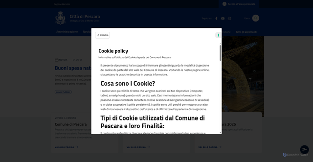 Security scan screenshot of https://www.comune.pescara.it/