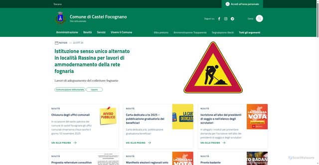 Security scan screenshot of https://comune.castel-focognano.ar.it/