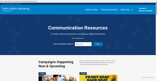 Security scan screenshot of https://www.trafficsafetymarketing.gov/
