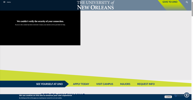 Security scan screenshot of https://www.uno.edu/