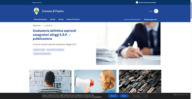 Security scan screenshot of https://www.comune.fiastra.mc.it/