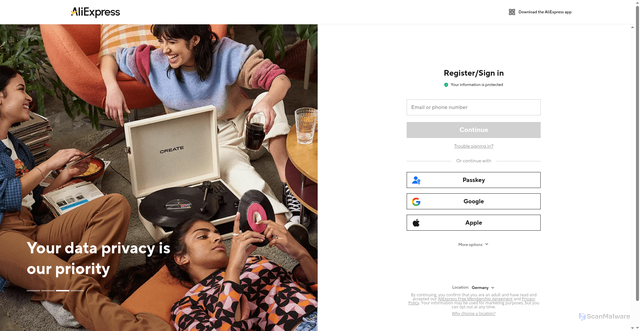 Security scan screenshot of https://thirdparty.aliexpress.com