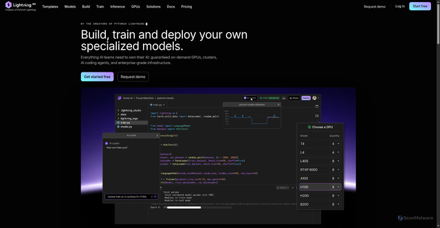 Security scan screenshot of https://lightning.ai