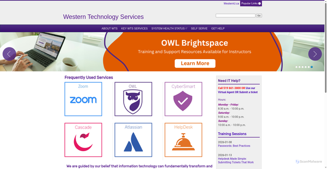 Security scan screenshot of https://wts.uwo.ca