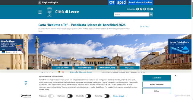 Security scan screenshot of https://www.comune.lecce.it/
