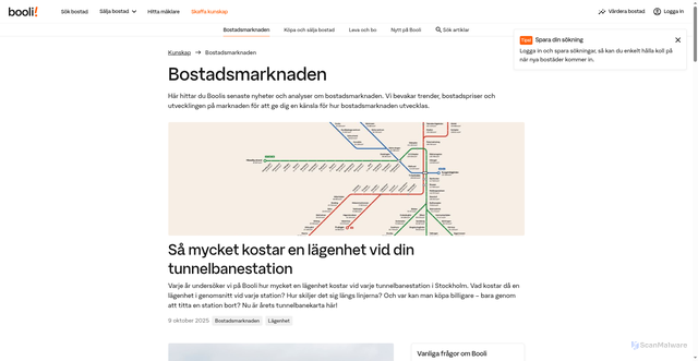 Security scan screenshot of https://www.booli.se/kunskap/kategori/bostadsmarknaden?utm_source=booli&utm_medium=email&utm_content=bostadsmarknaden&utm_campaign=statistikmejl