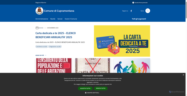 Security scan screenshot of https://www.comune.cupramontana.an.it/it