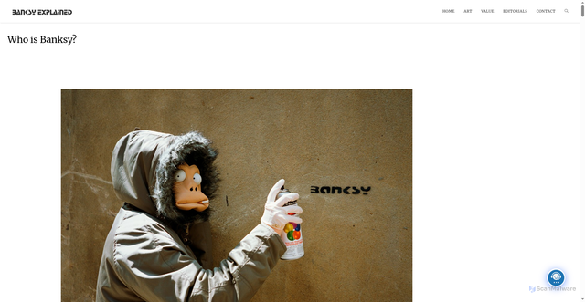 Security scan screenshot of https://banksyexplained.com/who-is-banksy-new-one/