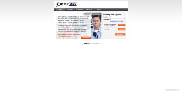 Security scan screenshot of https://crimedex.com