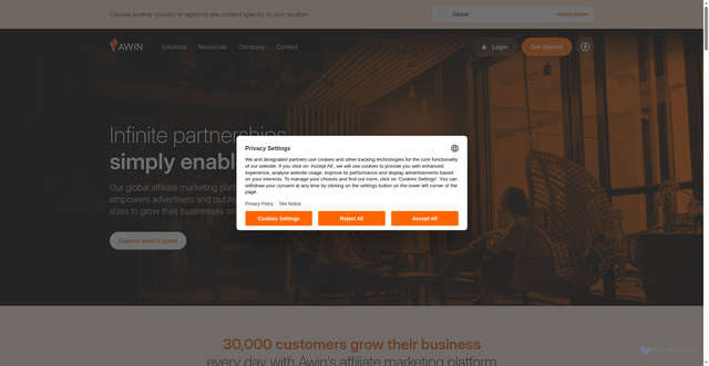 Security scan screenshot of https://www.awin1.com/