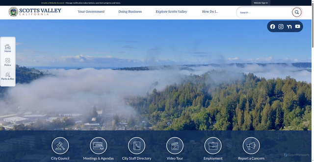 Security scan screenshot of https://scottsvalley.gov/