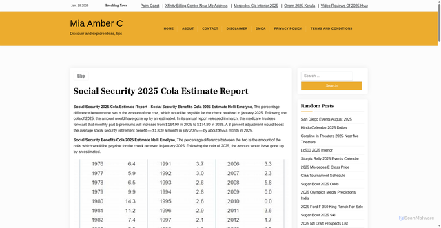 Security scan screenshot of https://miaamberc.pages.dev/ivkif-social-security-2025-cola-estimate-report-nqgvi/