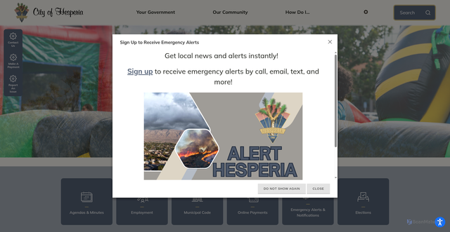 Security scan screenshot of https://hesperiaca.gov/