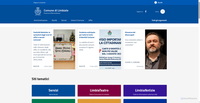 Security scan screenshot of https://comune.limbiate.mb.it:443/