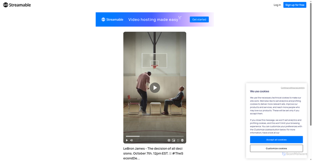Security scan screenshot of https://streamable.com/9momdk