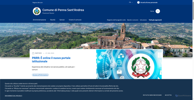 Security scan screenshot of https://www.comune.pennasantandrea.te.it/