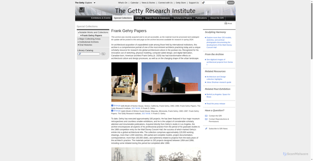 Security scan screenshot of https://www.getty.edu/research/special_collections/notable/gehry.html