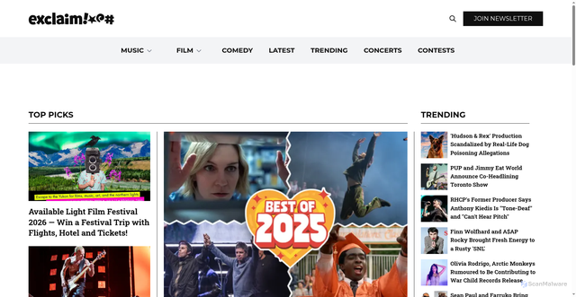 Security scan screenshot of https://exclaim.ca