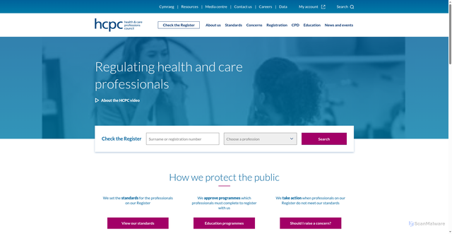 Security scan screenshot of https://www.hcpc-uk.org/