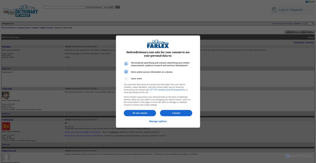 Security scan screenshot of https://forum.thefreedictionary.com/postst190095_the-best-vs-what-is-best.aspx