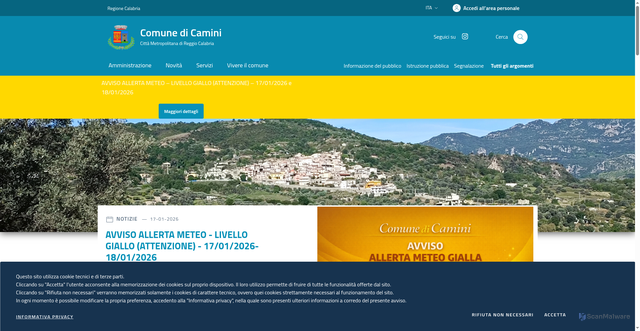 Security scan screenshot of https://www.comune.camini.rc.it/