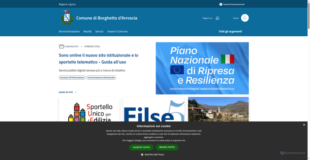 Security scan screenshot of https://www.comune.borghettodarroscia.im.it/it
