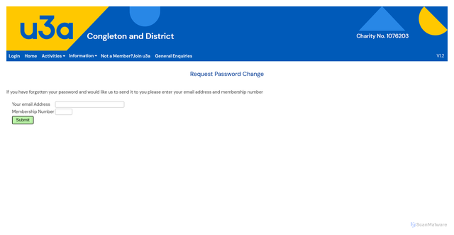 Security scan screenshot of https://format.congletonu3a.org.uk/trial_menu.php?page=forgotten