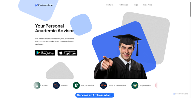 Security scan screenshot of https://professorindex.com/