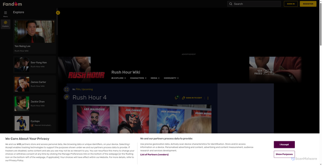 Security scan screenshot of https://rush-hour.fandom.com/wiki/Rush_Hour_4