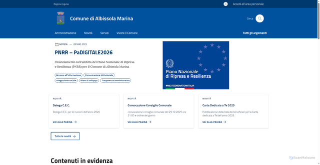 Security scan screenshot of https://www.comune.albissolamarina.sv.it/