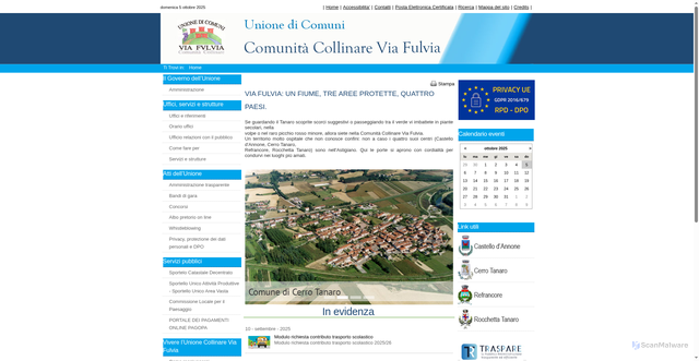 Security scan screenshot of https://www.unioneviafulvia.at.it/