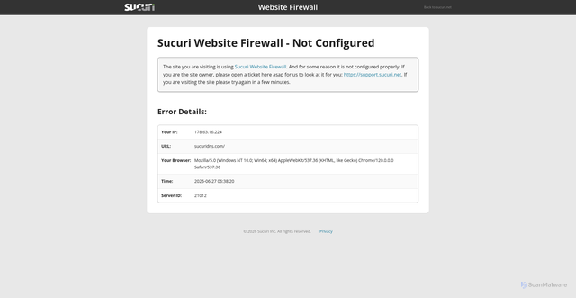 Security scan screenshot of https://sucuridns.com