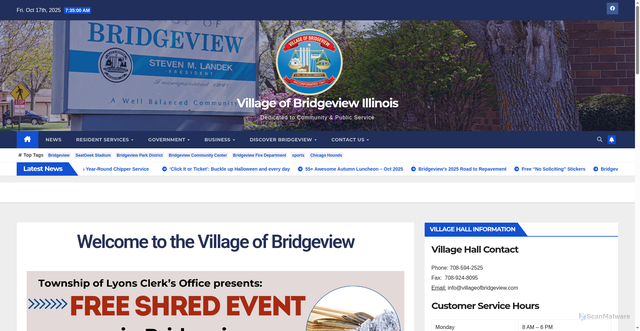 Security scan screenshot of https://bridgeview-il.gov/
