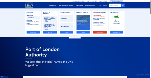 Security scan screenshot of http://www.pla.co.uk