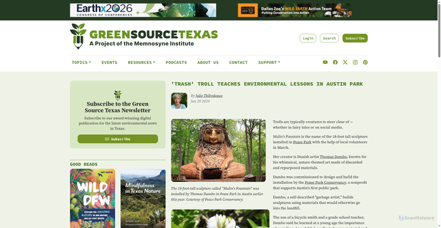 Security scan screenshot of https://www.greensourcetexas.org/articles/trash-troll-teaches-environmental-lessons-austin-park