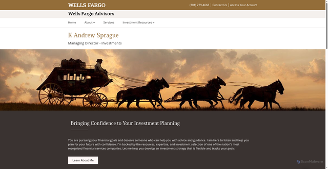Security scan screenshot of https://fa.wellsfargoadvisors.com/andrew.sprague/